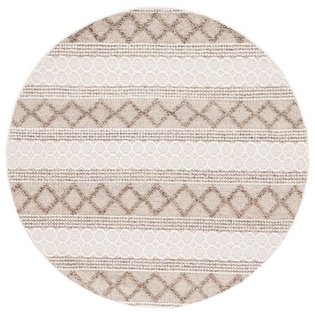 Safavieh 6 x 6 ft. Round Natural Rug; Ivory & Brown NAT337A-6R